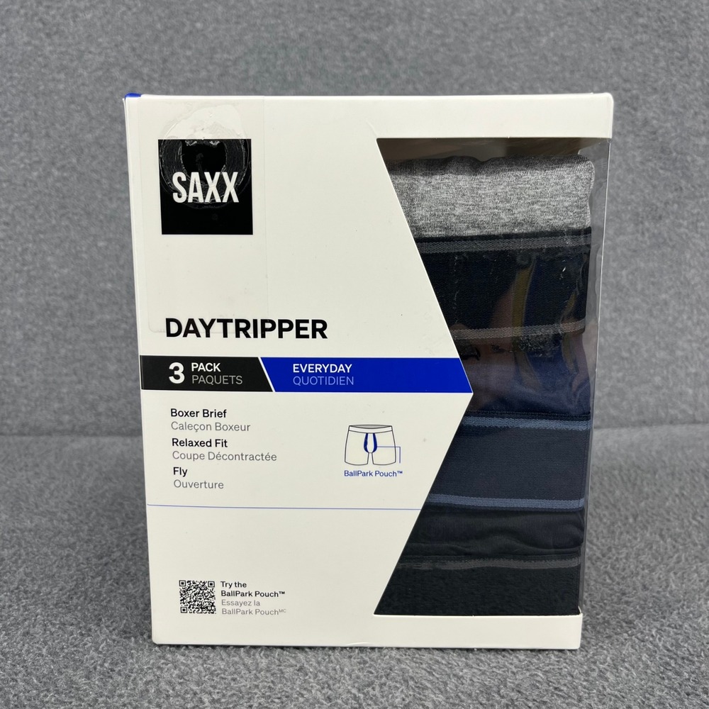 Saxx Boxer Briefs Mens Medium M Multicolor Daytripper 3 Pack Relaxed Fit Striped